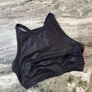 JoyLab Shiny Metallic Women's Black High-Neck Sports Bra Size Small